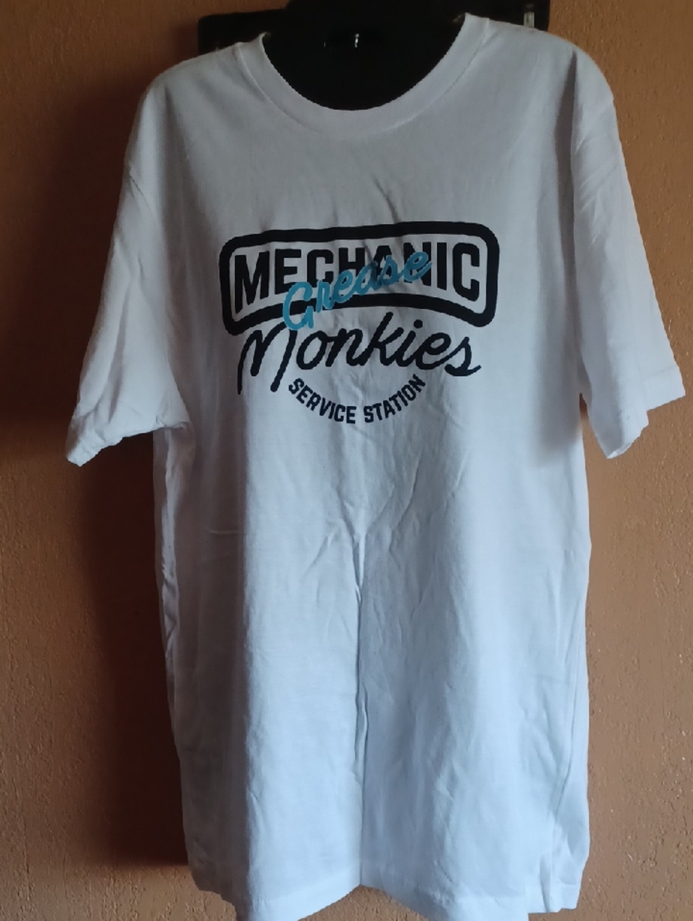 Mens Mechanic Monkies Graphic Tee - White Size M.